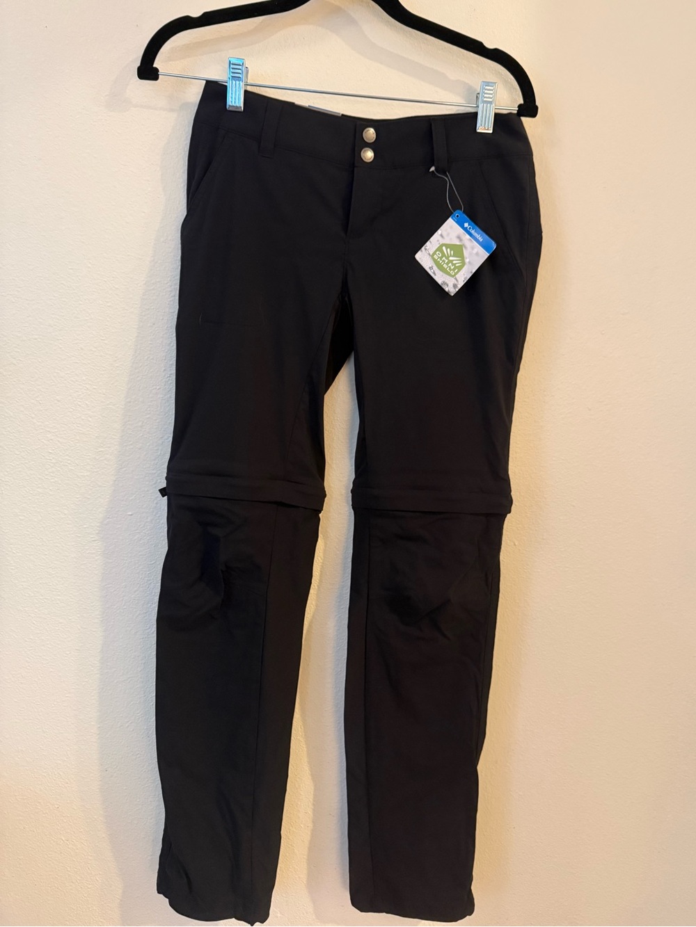NWT Columbia Convertible Black Zip-Off Outdoor Pants/Shorts SZ 2